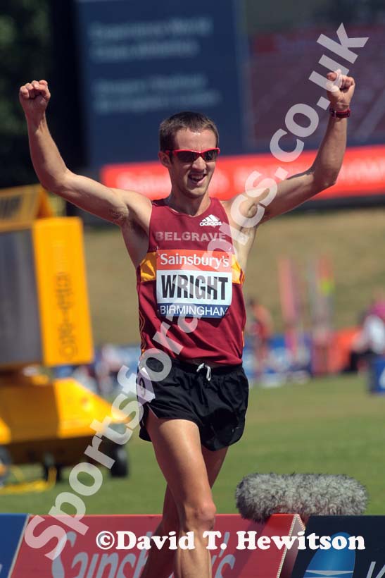 Alex Wright wins the 5000 metres walk at the Sainsbury's British Championships, Birmingham.